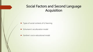 Social Factors and Second Language Acquisition - Anaheim University | PPT
