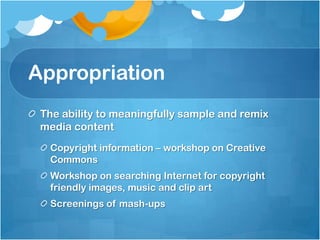 Confronting the Challenges of Participatory Culture: Media Education for the 21st Centuryhttp://www.youtube.com/watch?v=AFCLKa0XRlwHenry Jenkins