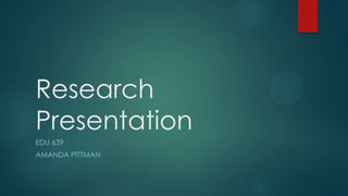 Research
Presentation
EDU 639
AMANDA PITTMAN

 