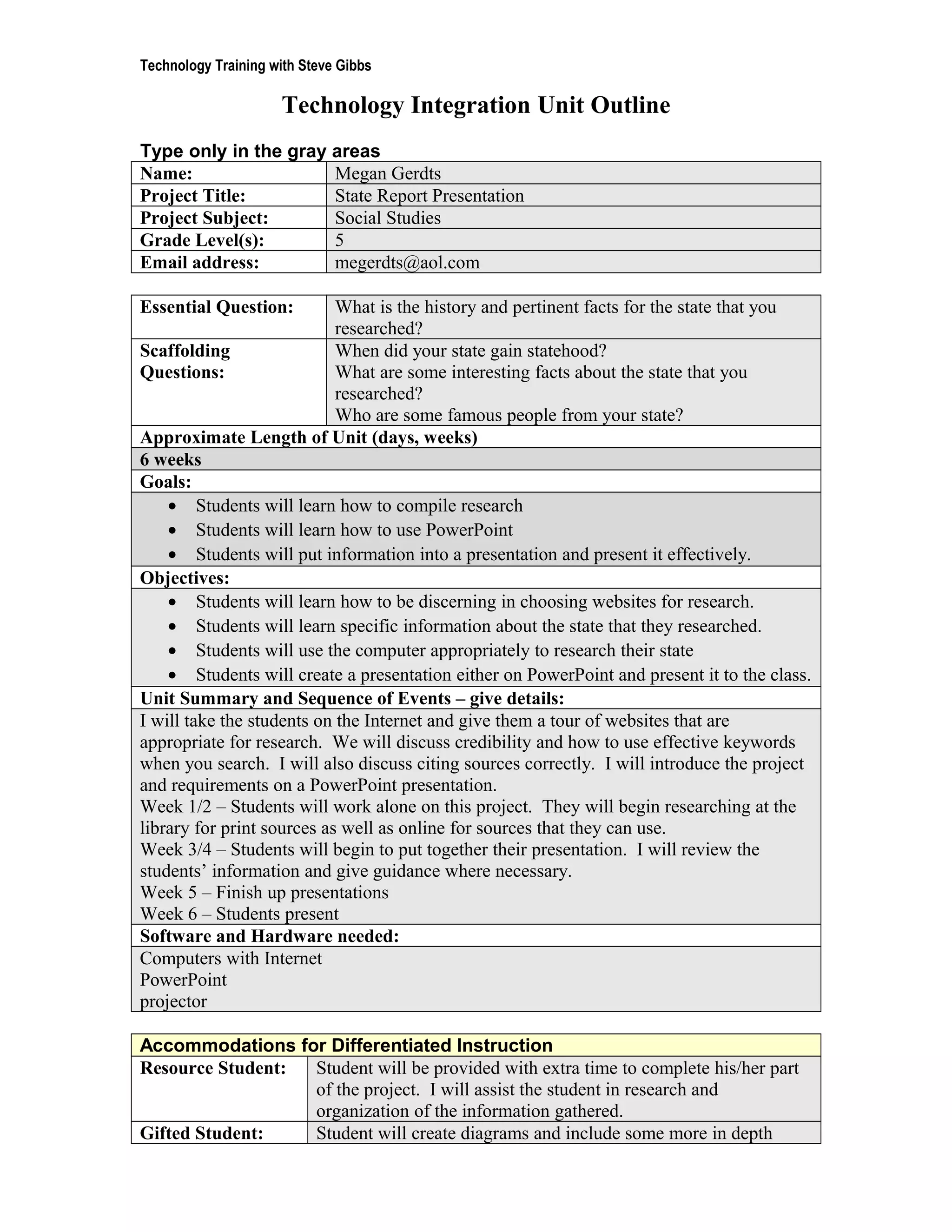 Technology Unit Outline | DOC