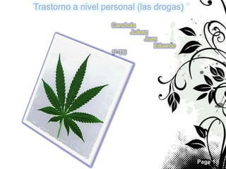 Trastorno a nivel personal (las drogas)
Canchola
Juárez
Juan
Eduardo
1ª-TC

Page 1

 