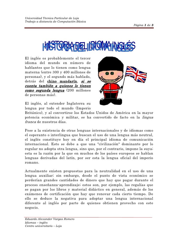 Historia Del Idioma Ingles