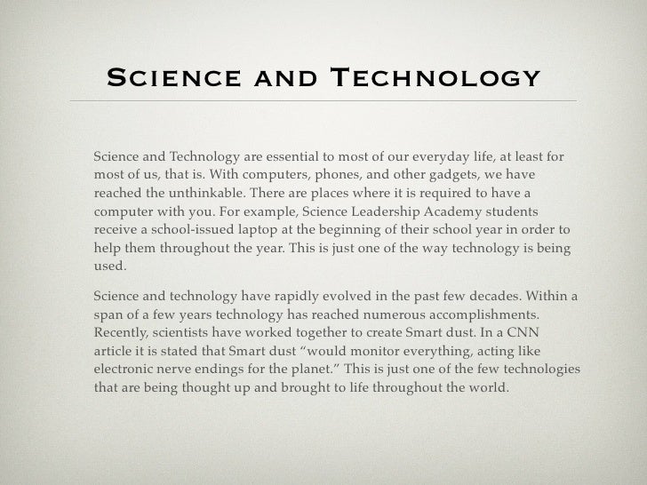 science and technology essay
