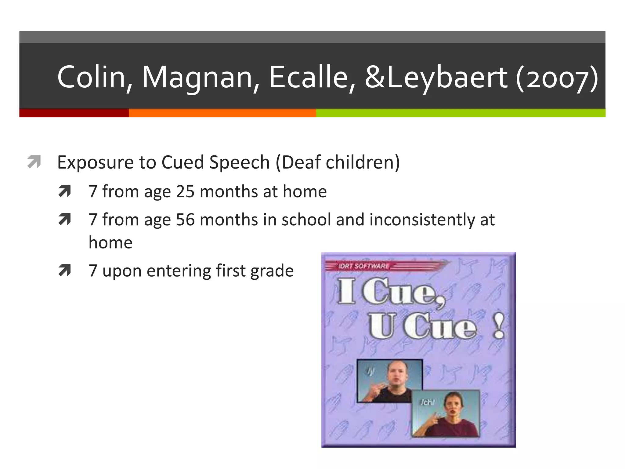 Educational Audiology: Auditory-Verbal Therapy and Cued Speech | PPTX