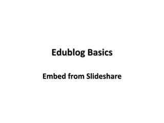 Edublog Basics Embed from Slideshare 