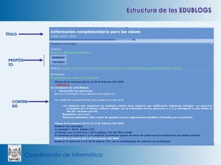 TÍTULO PROPÓSITO EL PROFE CONTENIDO 