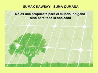 SUMAK KAWSAY - SUMA QUMAÑA No es una propuesta para el mundo ind ígena  sino para toda la sociedad 