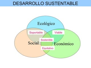 Social Económico Viable Ecológico Soportable Sostenible Equitativo DESARROLLO SUSTENTABLE 