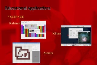 Educational Applications * SCIENCE Kalzium KStars Atomix 