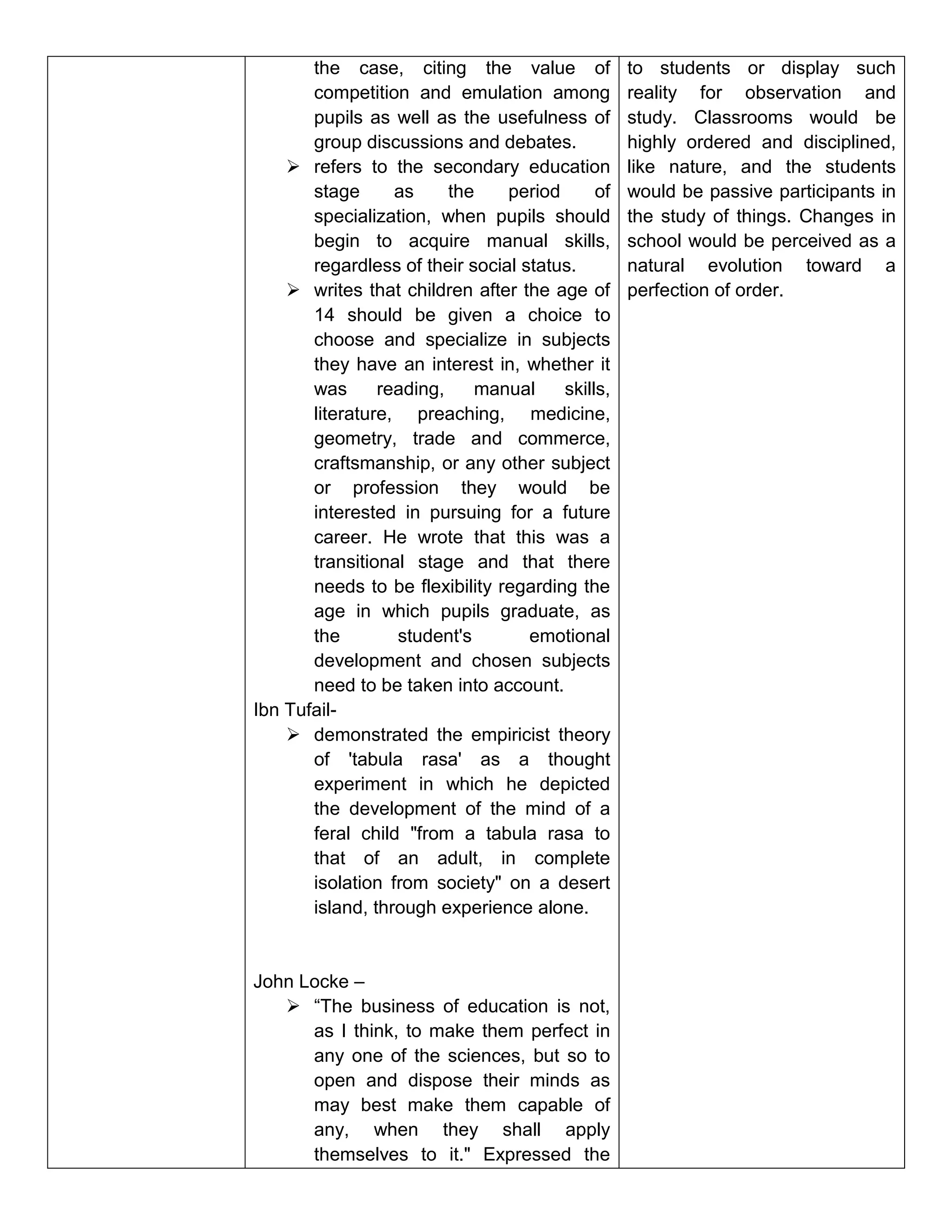 Educational philosophies.matrix form | DOCX