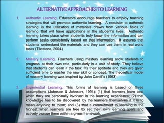 Three Learning Domains
A. Cognitive Domain. Its goals of learning center on the
intellectual growth of the individual. The...