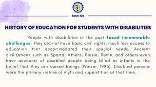 History of Education for Students with Disabilities (Foundation of ...