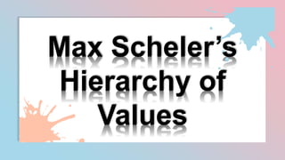 Max Scheler’s
Hierarchy of
Values
 