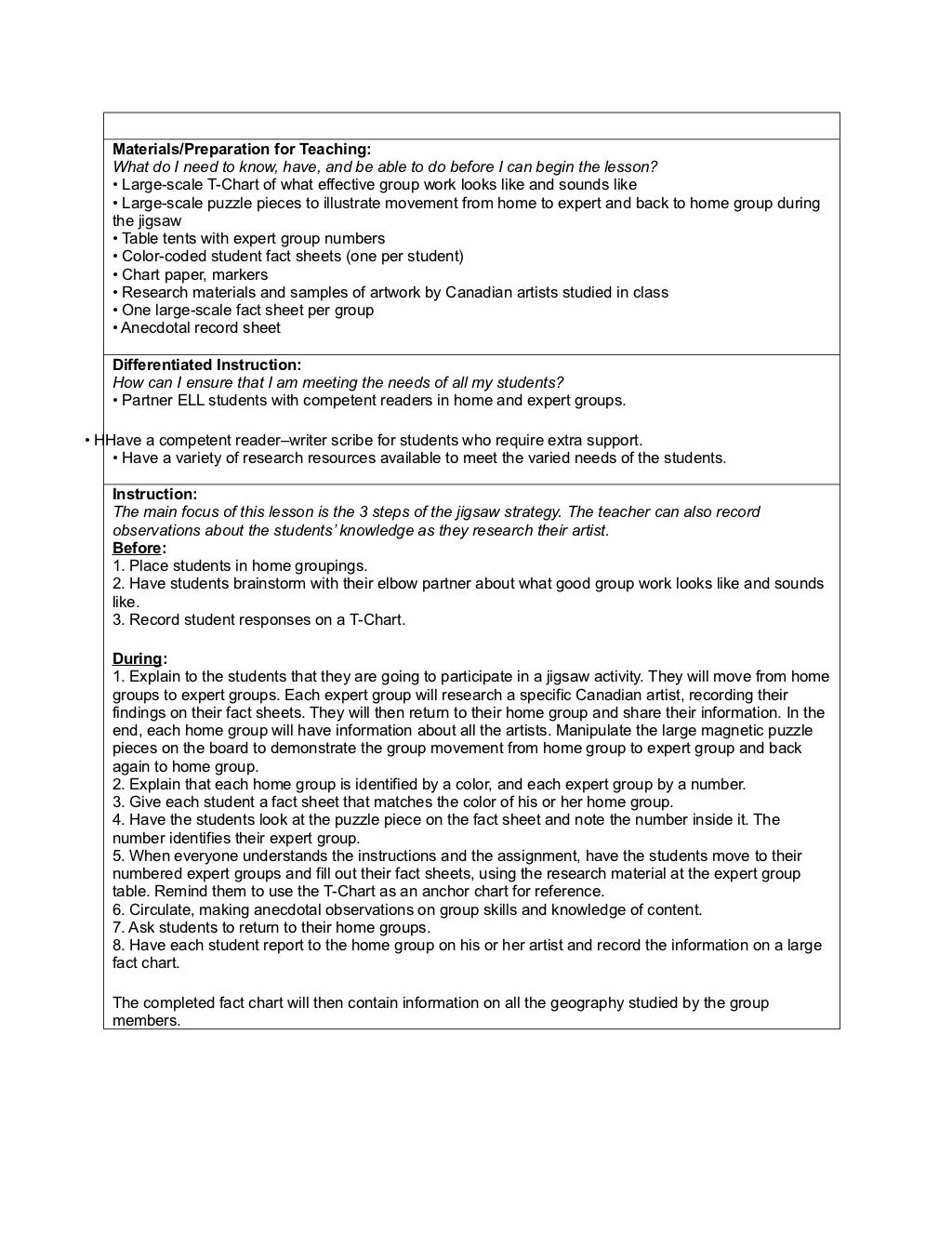 Educ 2130 lesson plan for jigsaw activity