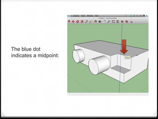The blue dot
indicates a midpoint:
 