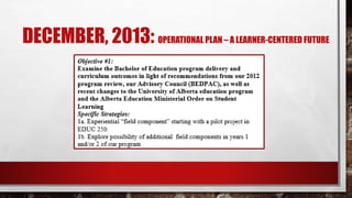 DECEMBER, 2013: OPERATIONAL PLAN – A LEARNER-CENTERED FUTURE
 
