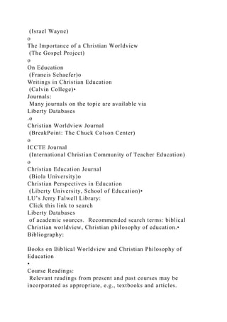 EDUC 305 Philosophy of Education for TeachersBiblical Worldview .docx