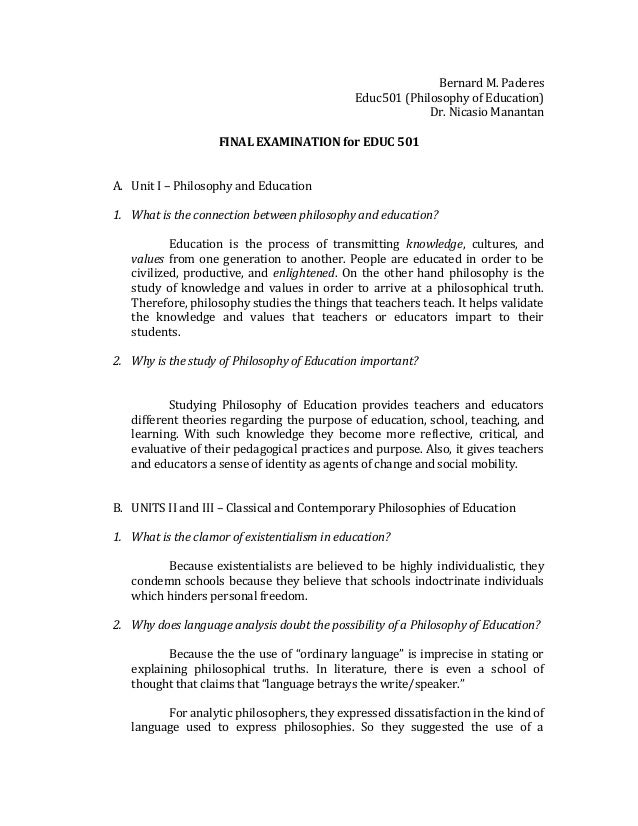 Educ 501 final examination