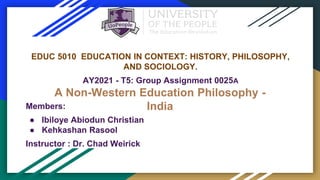 A Review of Eastern Philosophy of Education: Case study of India Education