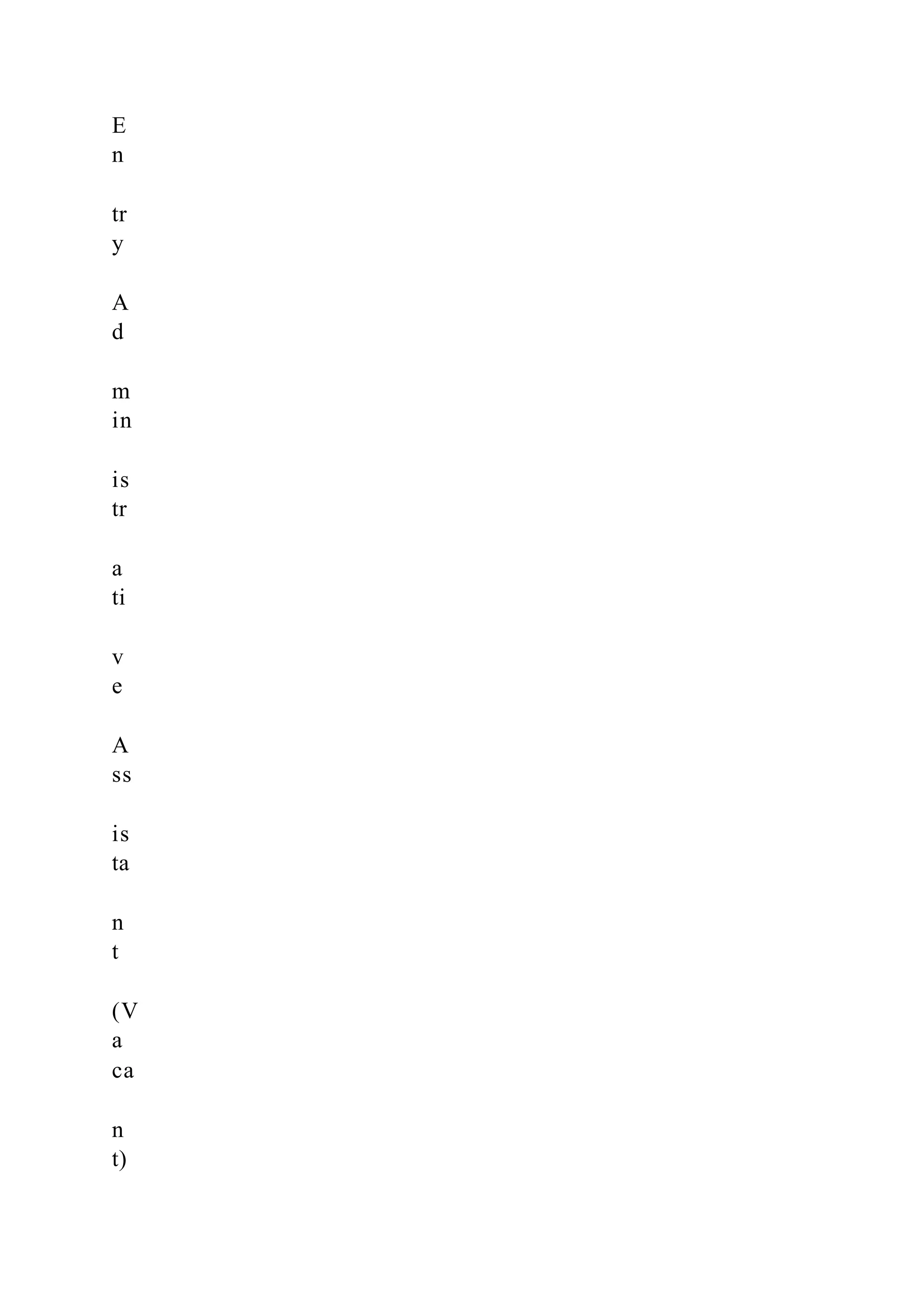 E
n
tr
y
A
d
m
in
is
tr
a
ti
v
e
A
ss
is
ta
n
t
(V
a
ca
n
t)
 