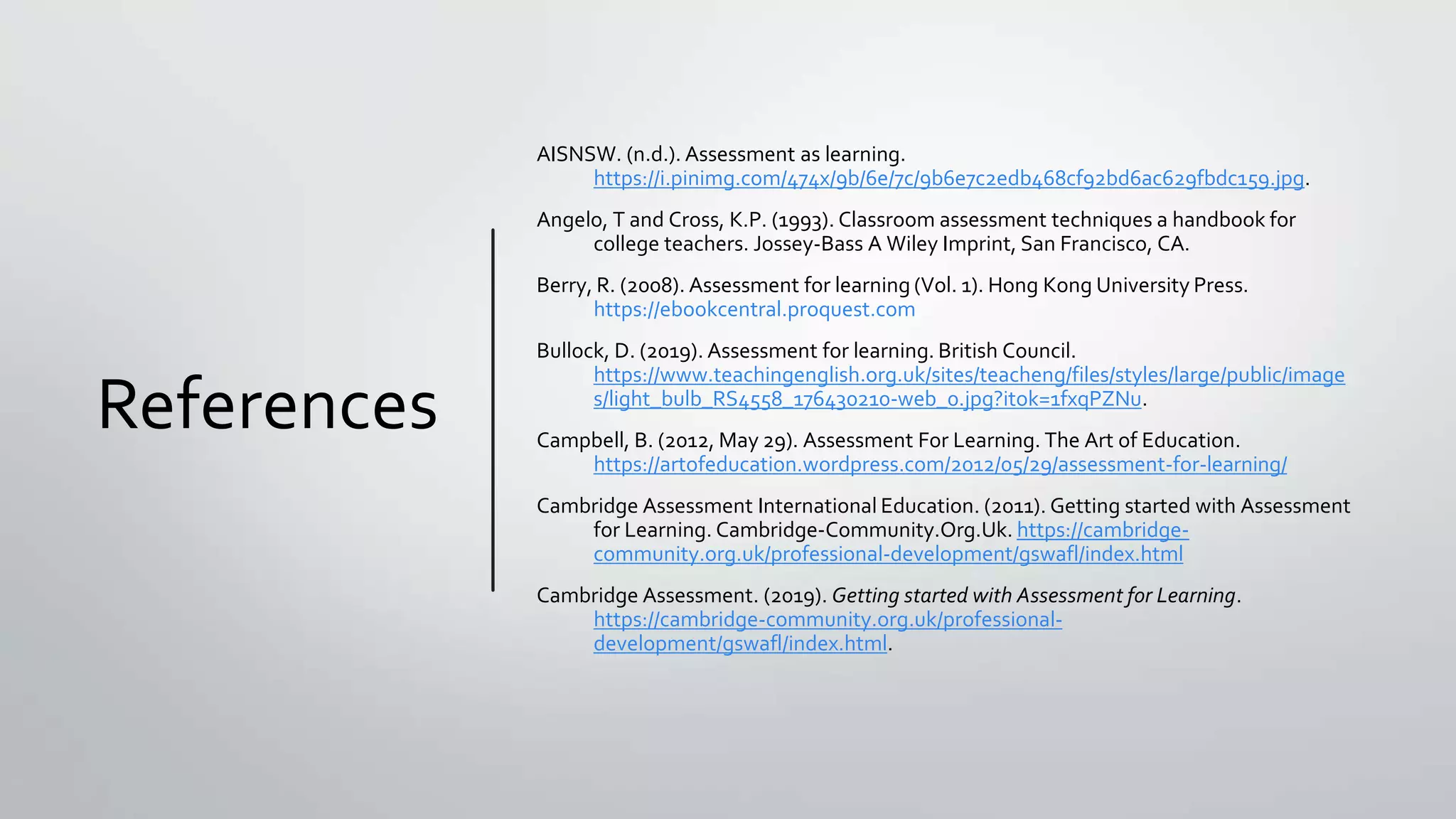 Assessment for, of, and as learning | PPTX