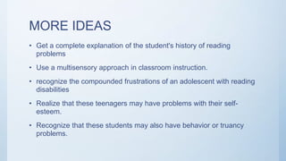 EDUC 551 recognizing and overcoming reading problems | PPTX