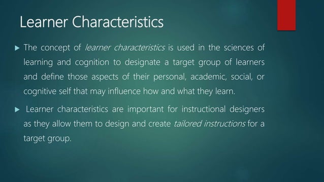 learner characteristics and learning styles and strategies | PPTX ...