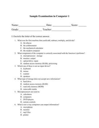 Parma Sampling Computer Divice Example Questions Assessment of Learning 7 | DOCX