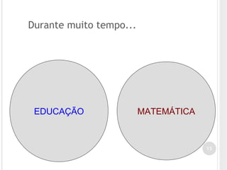 13
EDUCAÇÃO MATEMÁTICA
Durante muito tempo...
 