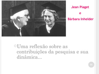 Uma reflexão sobre as
contribuições da pesquisa e sua
dinâmica...
30
Jean Piaget
e
Bárbara Inhelder
 