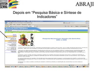 Depois em “Pesquisa Básica e Síntese de Indicadores” 