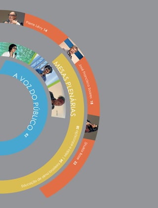 M
ESASPLENÁRIAS
A V
O
ZDOPÚBLICO8
2
	
Pierre Lévy 14	 	
JoséFranciscoSoares18
ShuklaBose
22
Educação de alm
a
brasile
ira
34
|
M
ídiaeeducação38
 