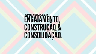 APRENDIZAGEM
ENGAJAMENTO,
CONSTRUÇÃO &
CONSOLIDAÇÃO.
 