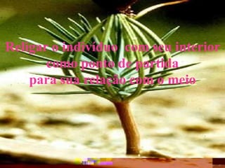 Religar o indivíduo com seu interior
como ponto de partida
para sua relação com o meio
 