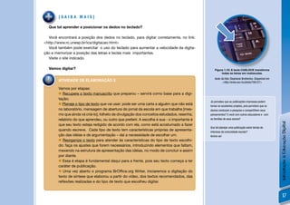 [SAIBA MAIS]

  Que tal aprender a posicionar os dedos no teclado?

  Você encontrará a posição dos dedos no teclado, para digitar corretamente, no link:
<http://www.rc.unesp.br/ics/digitacao.html>
  Você também pode exercitar o uso do teclado para aumentar a velocidade da digita-
ção e memorizar a posição das letras e teclas mais importantes.
  Visite o site indicado.

  Vamos digitar?                                                                                Figura 1.10: A tecla CASLOCK transforma
                                                                                                     todas as letras em maiúsculas.
                                                                                                Autor da foto: Stephanie Bretherton. Disponível em
        ATIVIDADE DE ELABORAÇÃO 3                                                                      <http://www.sxc.hu/photo/706127>

        Vamos por etapas:
         Recupere o texto manuscrito que preparou – servirá como base para a digi-
        tação;
                                                                                             Já percebeu que as publicações impressas podem
         Planeje o tipo de texto que vai usar: pode ser uma carta a alguém que não está     tornar-se excelentes projetos, pois permitem que os
        no laboratório, mensagem de abertura do jornal da escola em que trabalha [mes-       alunos conduzam a pesquisa e compartilhem seus
        mo que ainda vá criá-lo], folheto de divulgação dos conceitos estudados, resenha,    pensamentos? E você com outros educadores e com
        relatório do que aprendeu, ou outro que preferir. A escolha é sua - o importante é   as famílias de seus alunos?




                                                                                                                                                     Introdução à Educação Digital
        que seu texto esteja redigido de acordo com ela, como está acostumado a fazer
                                                                                             Que tal planejar uma publicação sobre temas de
        quando escreve. Cada tipo de texto tem características próprias de apresenta-        interesse da comunidade escolar?
        ção das idéias e de argumentação – daí a necessidade de escolher um.                 Anime-se!
         Reorganize o texto para atender às características do tipo de texto escolhi-
        do: faça os ajustes que forem necessários, introduzindo elementos que faltam,
        mexendo na estrutura de apresentação das idéias, no modo de concluir e assim
        por diante.
         Essa é etapa é fundamental daqui para a frente, pois seu texto começa a ter
        caráter de publicação.
         Uma vez aberto o programa BrOfﬁce.org Writer, iniciaremos a digitação do
        texto de síntese que elaborou a partir do vídeo, dos textos recomendados, das
        reﬂexões realizadas e do tipo de texto que escolheu digitar.


                                                                                                                                                         17
 