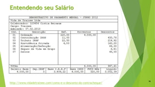 Entendendo seu Salário
http://www.vidadetrainee.com/como-e-o-desconto-do-contracheque/
36
 