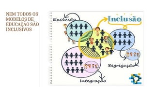 NEM TODOS OS
MODELOS DE
EDUCAÇÃO SÃO
INCLUSIVOS
9
 