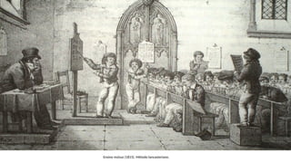 Ensino mútuo (1815). Método lancasteriano.
 