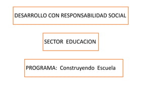 SECTOR EDUCACION
DESARROLLO CON RESPONSABILIDAD SOCIAL
PROGRAMA: Construyendo Escuela
 