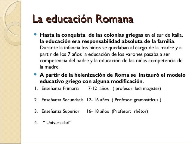 Resultado de imagen para educacion romana antigua