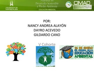 POR:
NANCY ANDREA ALAYÓN
   DAYRO ACEVEDO
   GILDARDO CANO

     V Cohorte
 