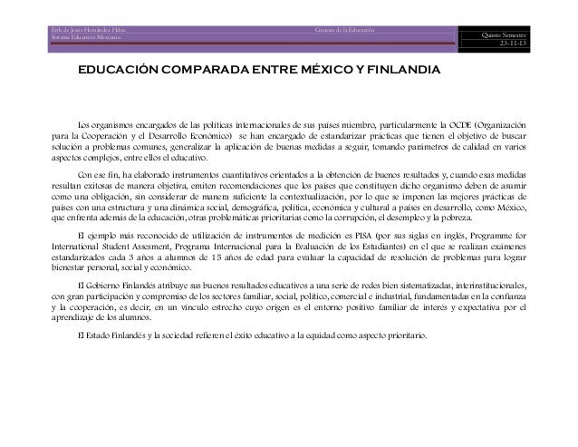 Educación comparada entre méxico y finlandia