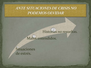 Historias no resueltas.
      Malos entendidos.

Situaciones
de estrés.
 