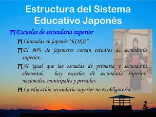 22Después de Graduarse de la Secundaria ElementalTendrán varias opciones si quieren seguir estudiando después de terminar la secundaria elemental, por ejemplo:Estudiar en escuelas de secundaria superior.Institutos de formación profesional.Escuelas vocacionales.Academias de especialidades.Escuelas de oficios, o si trabajan de día podrán estudiar el curso nocturno o educación a distancia, etc.