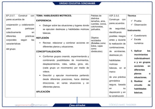 Planificación Microcurricular de Educación Física para Segundo Grado ...