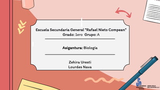 Escuela Secundaria General "Rafael Nieto Compean"
Grado: 1ero Grupo: A
Asigantura: Biología
Zehira Uresti
Lourdes Nava
 