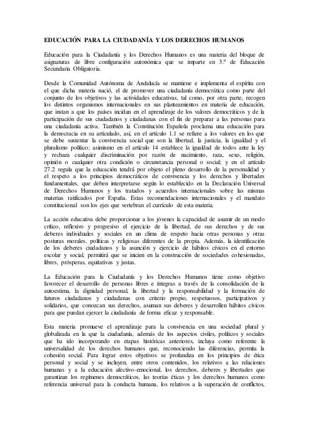 Educación para la ciudadanía y los derechos humanos