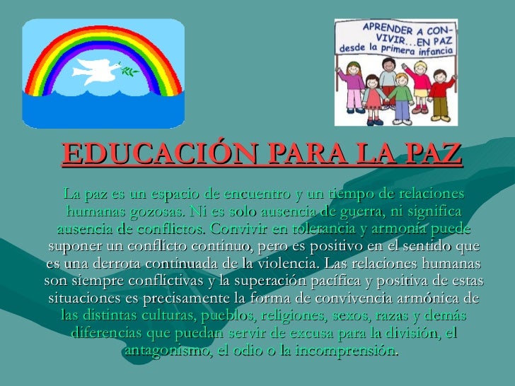 Que Es La Educacion Para La Paz