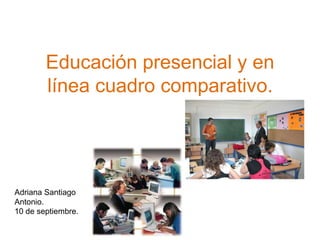 Educación presencial y en
línea cuadro comparativo.
Adriana Santiago
Antonio.
10 de septiembre.
 