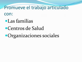 Se desarrolla en:Contextos formales y no formalesEl proyecto institucional A través de nuevos contenidos curricularesTambién en espacios de talleres específicos
